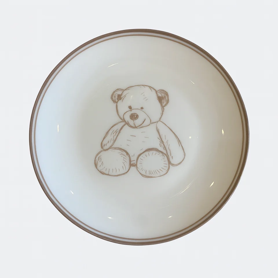 Bébé salad and dessert plate with teddy bear illustration