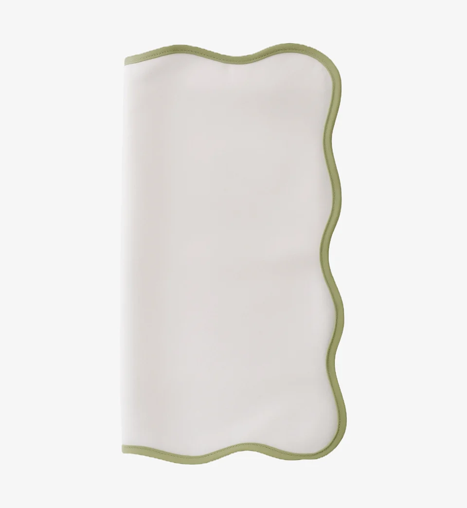 Scalloped Napkin - White Green rental product reference